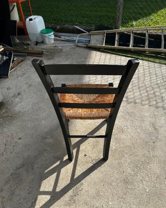 30 sedie in legno nero con seduta impagliata