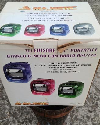 tv portatile bianco e nero con radio AM FM