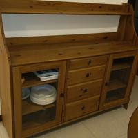 Credenza soggiorno in legno con vetrinetta