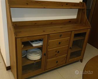 Credenza soggiorno in legno con vetrinetta