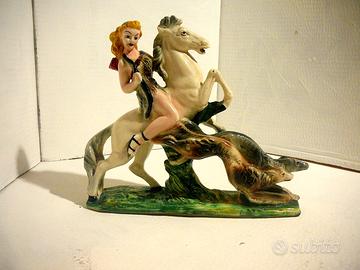 Ceramica vintage Diana a cavallo anni 30-50