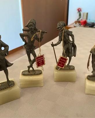 Set di statuette commedia napoletana Peltro Castel
