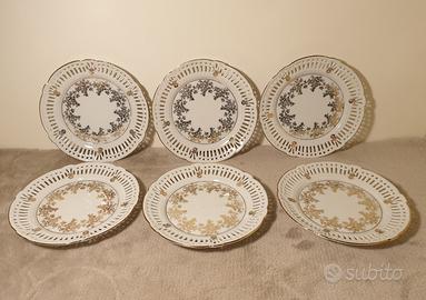 Servizio 6 Piattini da Dessert dolci Bavaria Oro