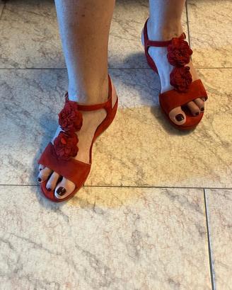 Sandalo donna in camoscio rosso n.41