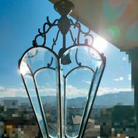 Lampadario/Lanterna ottone vetro 
