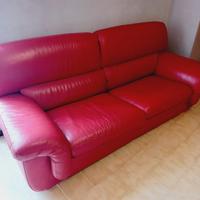 Divano letto Poltronesofa pelle 3 posti rosso