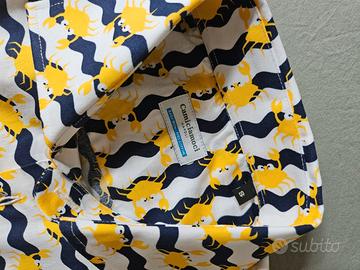 Camicia fantasia estiva: onde blu e granchio giall