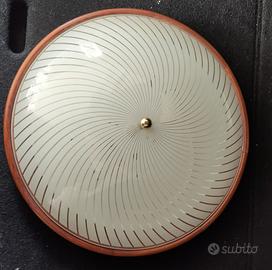 Plafoniera in vetro e legno