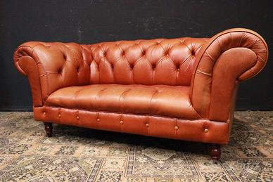Divano Chesterfield club 2 posti arancione