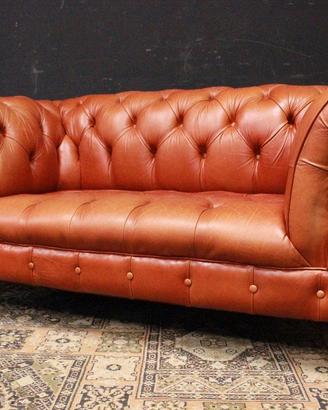 Divano Chesterfield club 2 posti arancione