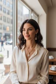 Set Tulipano Bianco Dorato: Collana + Orecchini