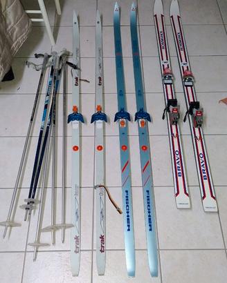 Tre coppie sci vintage Rossignol Nowax Fischer