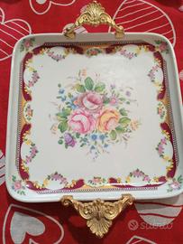 Vassoio ceramica Limoges France dipinto a mano