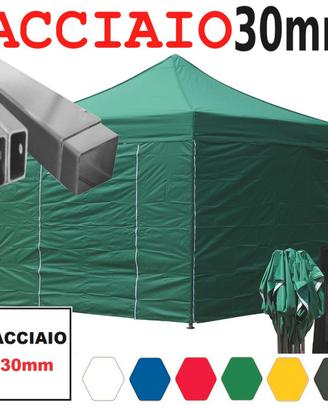 Gazebo 3x3 verde pieghevole certificato ignifugo