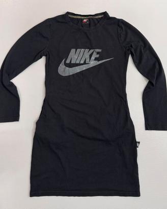 Vestito Corto Nike Nero a Maniche Lunghe con Logo 