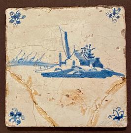 Piastrella olandese di Delft. Molto antica.