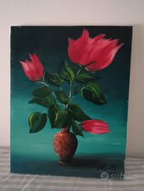  Dipinto Olio su Tela Fiori Gianni Rossetti 1979