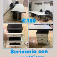 scrivania con cassettiera 240x158x80