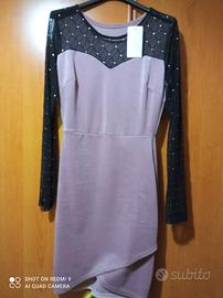 Vestito in velluto Rosa e nero