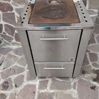 Stufa / cucina a legna Cadel in acciaio inox