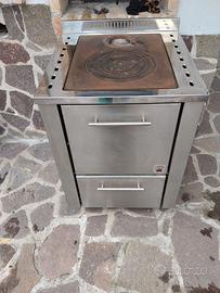Stufa / cucina a legna Cadel in acciaio inox