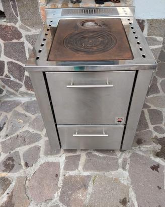 Stufa / cucina a legna Cadel in acciaio inox