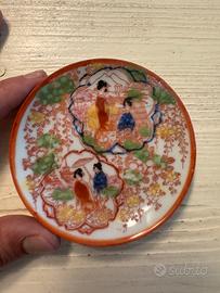Antico piattino giapponese Kutani originale Meiji