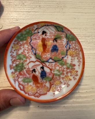 Antico piattino giapponese Kutani originale Meiji
