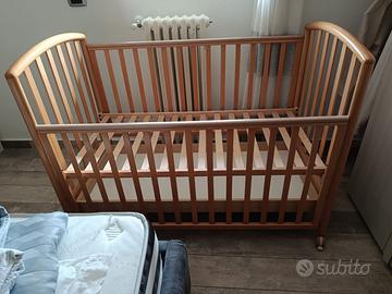 Lettino PALI neonato color noce con materasso
