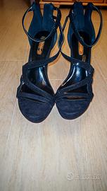Sandali con plateau neri, misura 37, tacco 12 cm