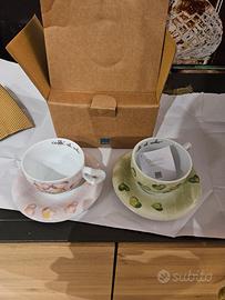 Set tazze thun,da cappuccino rosa e verde