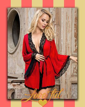 Vestaglia Elegante in Pizzo Rosso
