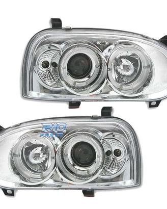 FARI VOLKSWAGEN VW GOLF 3 ANGEL EYES CROMATI FONDO