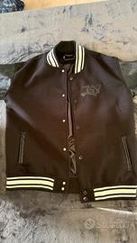 Giacca varsity in lana e pelle con logo sul retro