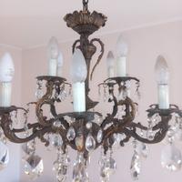 Lampadario vintage bronzo pendenti in cristallo