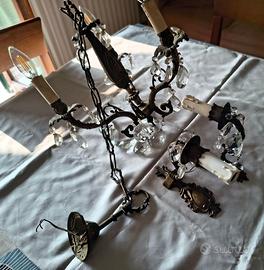 Lampadario e 2 appliques italiane vintage