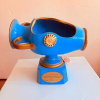 Vaso/ trofeo decorativo blu e oro
