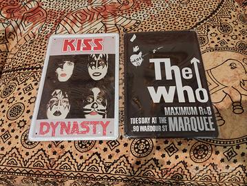 Set 5 Targhe Metallo Rock/Metal - Kiss, Ac/Dc