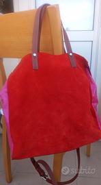 Borsa Maliparmi  in vera pelle rossa e fuxia
