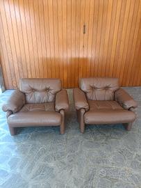2 poltrone Coronado B&B Topia Scarpa pelle marrone