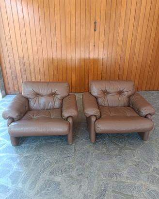 2 poltrone Coronado B&B Topia Scarpa pelle marrone
