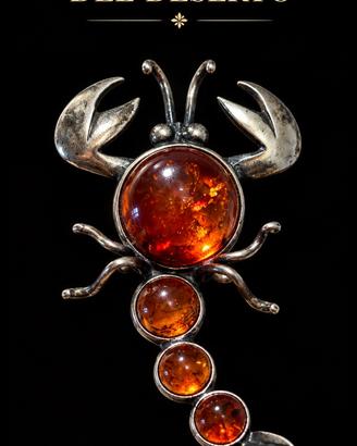Vintage spilla argento e ambra scorpione gioiello