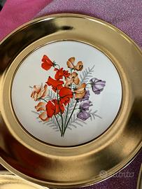 4 piatti decorativi motivo fiori