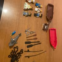 Lego mini figure pirati barche animali e varie