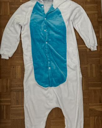 Tutone-pigiama unicorno bia./azz. tg.L alt.170 cm.
