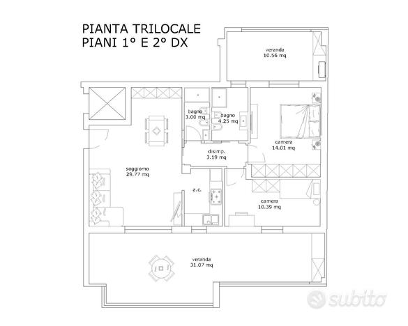 Cagliari Pirri nuovo trilocale con due bagni