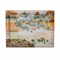 Quadro Zebre con Cornice Dipinta (45x34cm)