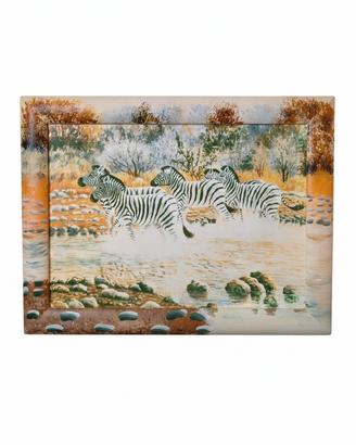 Quadro Zebre con Cornice Dipinta (45x34cm)