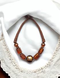 Collana Artigianale in Resina “Aurora Dorata”