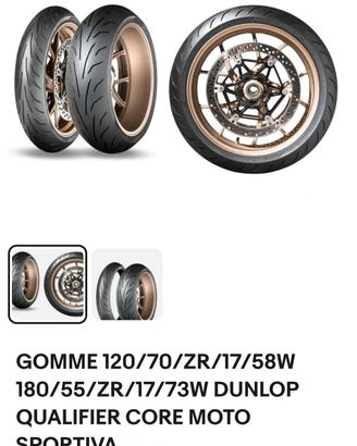Coppia di gomme moto "Dunlop qualifier core" 